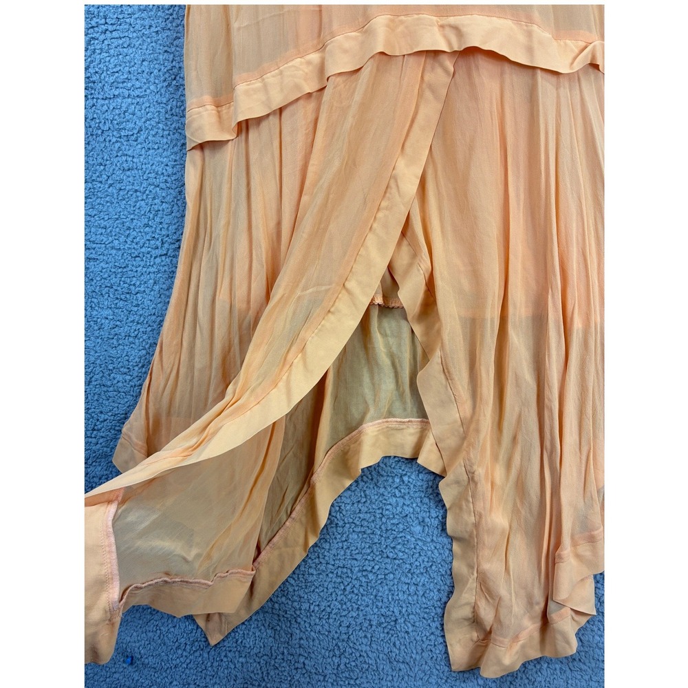 Anthropologie Dress Women's Small Orange Tiered Sheer Overlay V-Neck Sleeveless - Picture 6 of 14